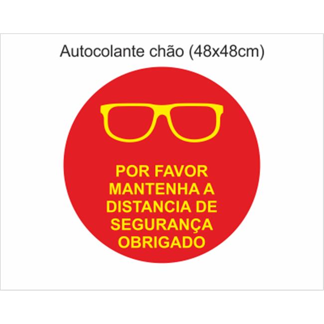 SINAL DISTANCIA SOCIAL OCULOS REDONDO VERMELHO 48X48 (AUTOCOLANTE)