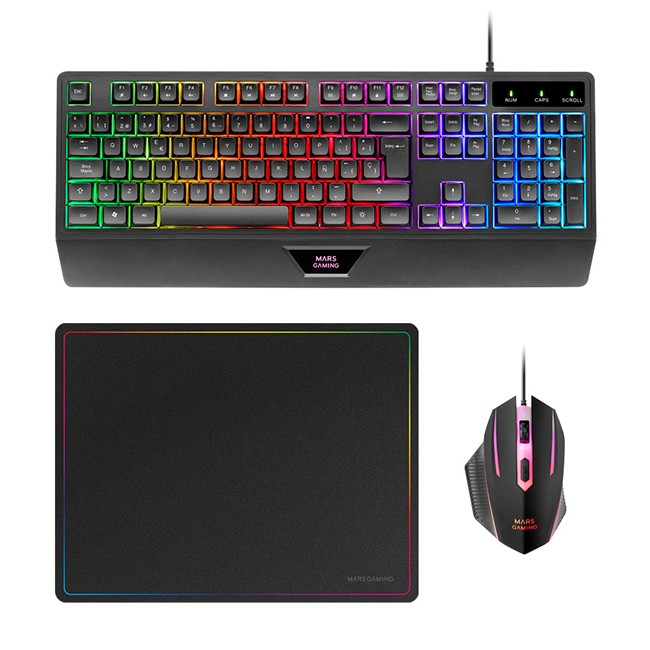 KIT TECLADO + RATO + TAPETE MARS GAMING MCP124 C/FIOS