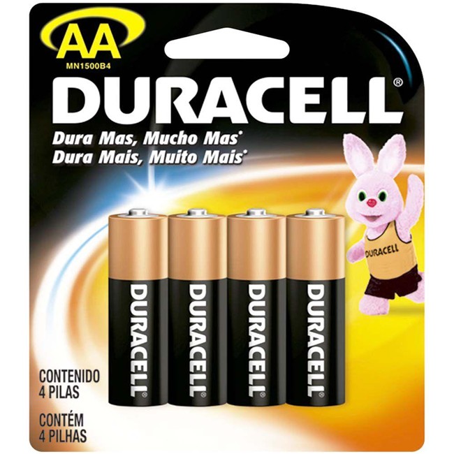 PILHA ALCALINA AA LR06 1.5V PK4 DURACELL