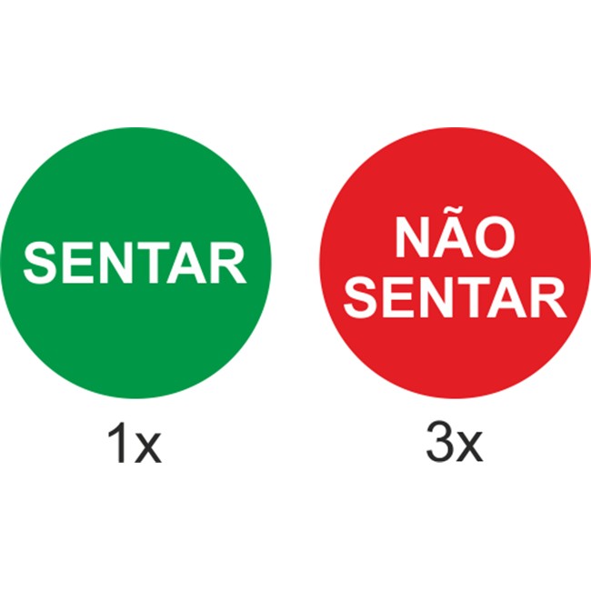 SINAL MARCACAO CADEIRAS SENTAR (1X) / NAO SENTAR (3X) REDONDO 15CM DIAM. (AUTOCOLANTE).