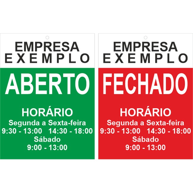 SINAL HORARIO FUNCIONAMENTO 15X20 DUPLA FACE EM PVC 1MM.